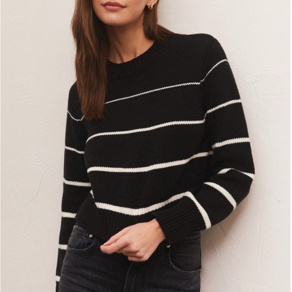 Z Supply Black and White Striped Sweater